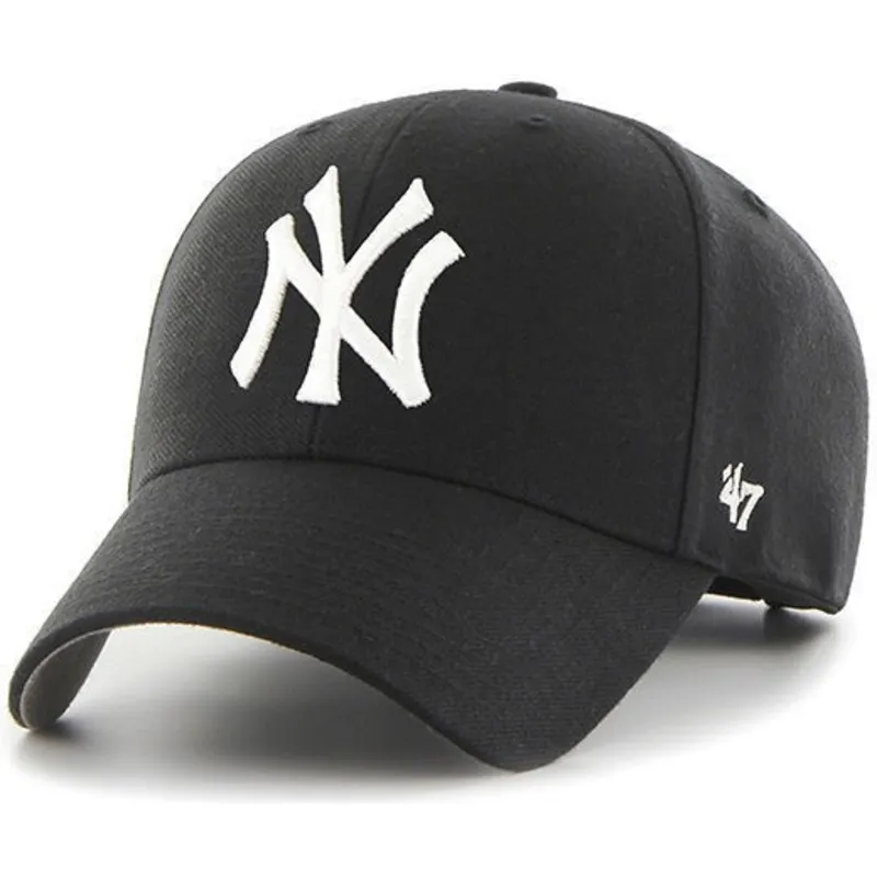 mutzen-gebogen-schwarz-verstellbares-band-fur-kinder-der-new-york-yankees-mlb-von-47-brand