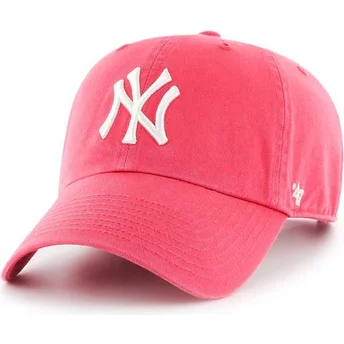 47 Brand Curved Brim New York Yankees MLB Clean Up Bubblegum Pink Cap