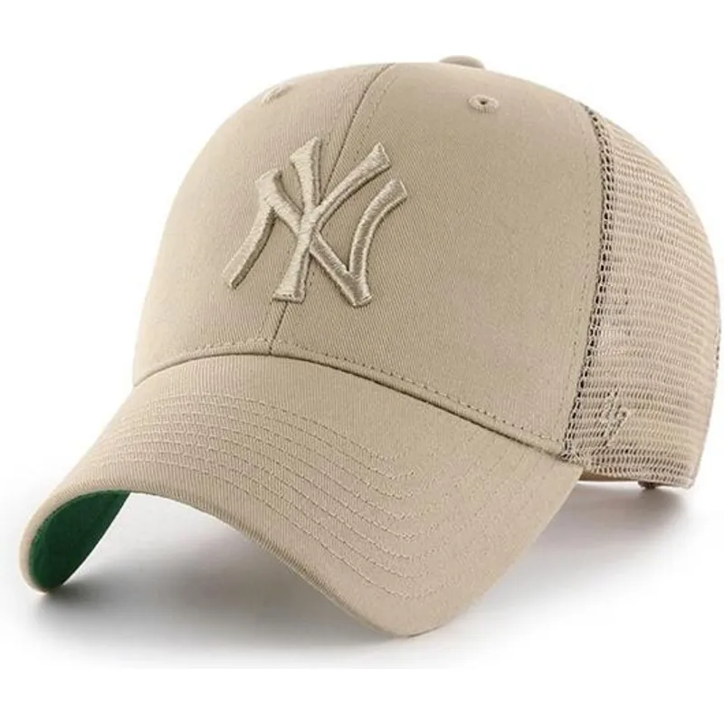 beige-trucker-cap-mit-beigem-new-york-yankees-mlb-mvp-branson-logo-von-47-brand
