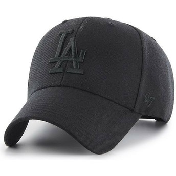 47 Brand Curved Brim Black Logo Los Angeles Dodgers MLB MVP Black Snapback Cap