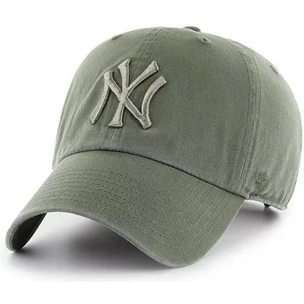 47 Brand Curved Brim Green Logo New York Yankees MLB Clean Up Light Green Cap