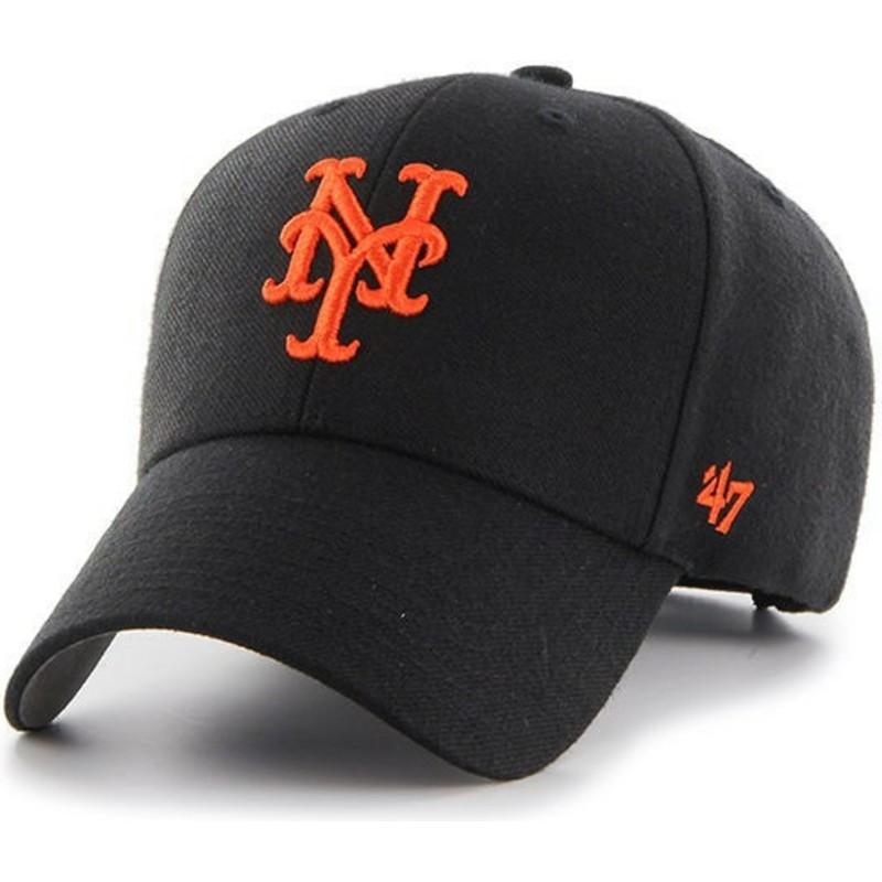 47-brand-curved-brim-orange-logo-new-york-mets-mlb-mvp-black-cap