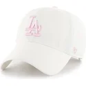 mutzen-gebogen-weiss-verstellbares-band-rosa-der-los-angeles-dodgers-mlb-von-47-brand