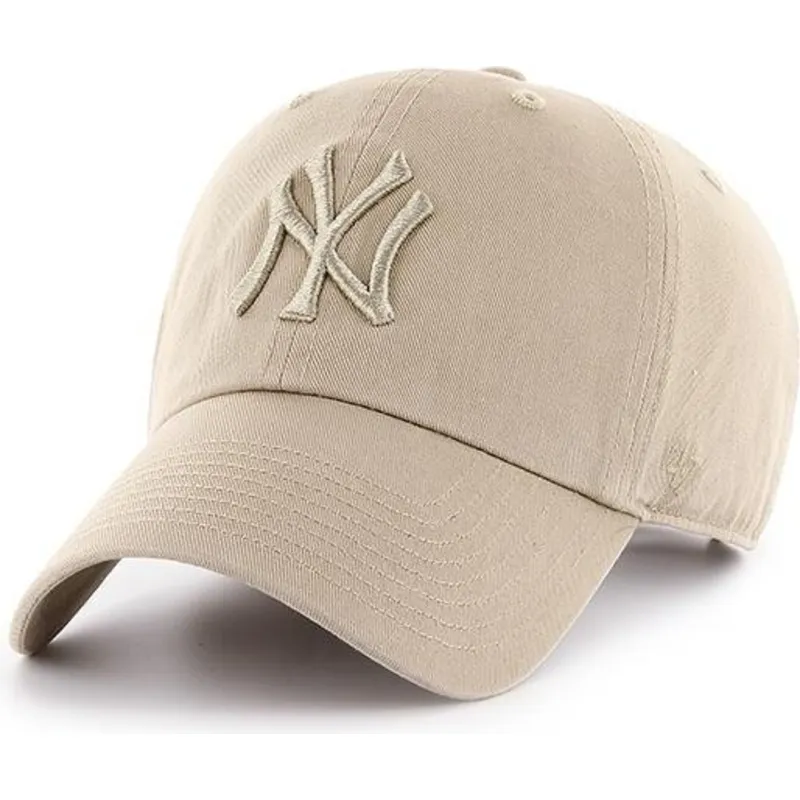 mutzen-gebogen-beige-verstellbares-band-caqui-caqui-der-new-york-yankees-mlb-von-47-brand
