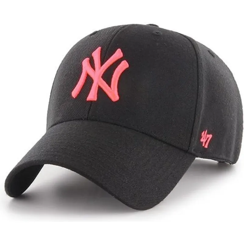 mutzen-gebogen-schwarz-snapback-rosa-der-new-york-yankees-mlb-von-47-brand