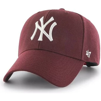 47 Brand Curved Brim New York Yankees MLB MVP Maroon Snapback Cap
