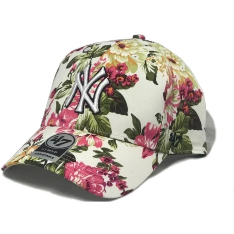 mutzen-gebogen-multicolor-verstellbares-band-estampado-floral-der-new-york-yankees-mlb-von-47-brand