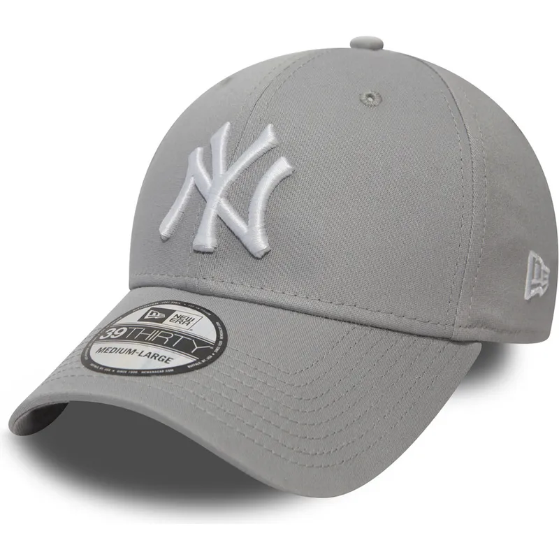 graue-gebogene-verstellbare-kappe-39thirty-classic-der-new-york-yankees-mlb-von-new-era