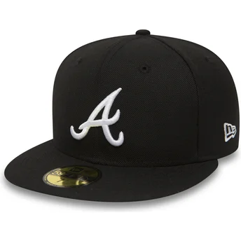 Mützen flach schwarz angepasst 59FIFTY Essential der Atlanta Braves MLB von New Era