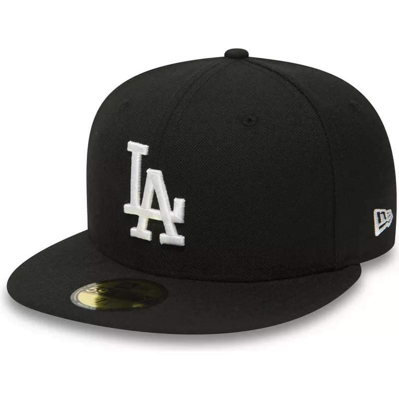 casquette-plate-noire-ajustee-59fifty-essential-los-angeles-dodgers-mlb-new-era