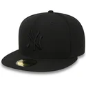 schwarze-enganliegende-flat-cap-59fifty-black-on-black-der-new-york-yankees-mlb-von-new-era