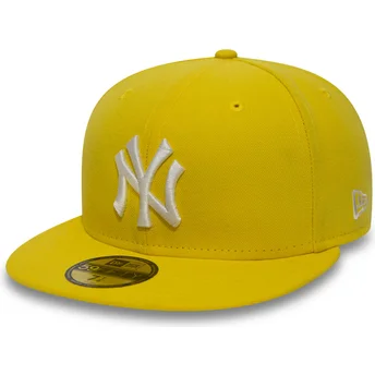mutzen-flach-gelb-angepasst-59fifty-essential-der-new-york-yankees-mlb-von-new-era