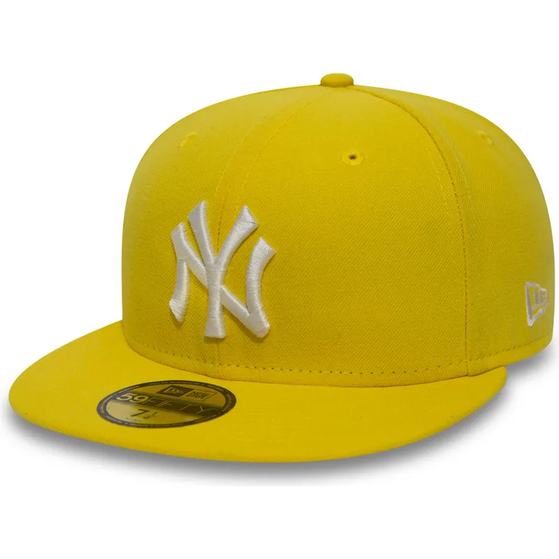 mutzen-flach-gelb-angepasst-59fifty-essential-der-new-york-yankees-mlb-von-new-era