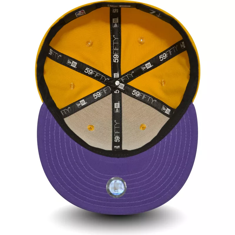 casquette-plate-jaune-ajustee-59fifty-essential-los-angeles-lakers-nba-new-era