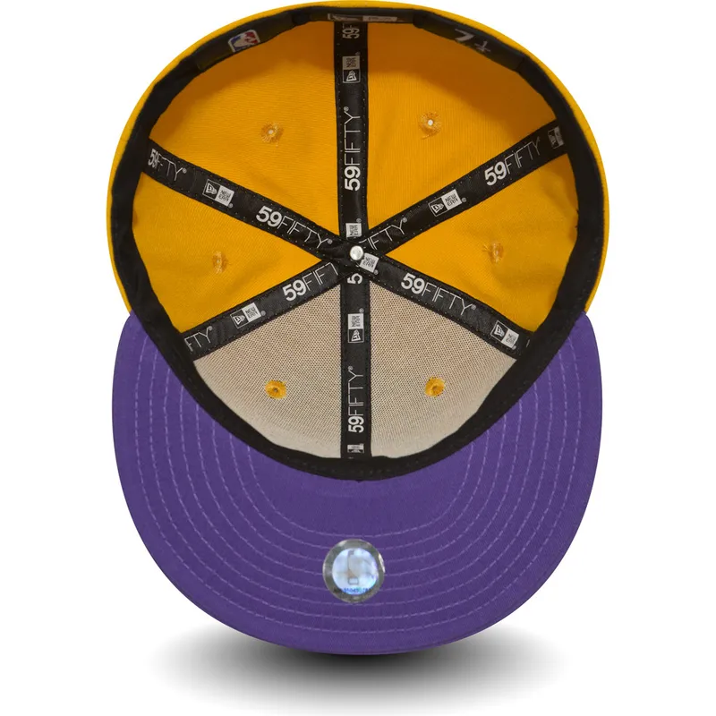 gelbe-enganliegende-59fifty-essential-flatcap-der-los-angeles-lakers-nba-von-new-era