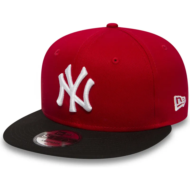 mutzen-flach-rot-snapback-ajustable-9fifty-cotton-block-der-new-york-yankees-mlb-von-new-era