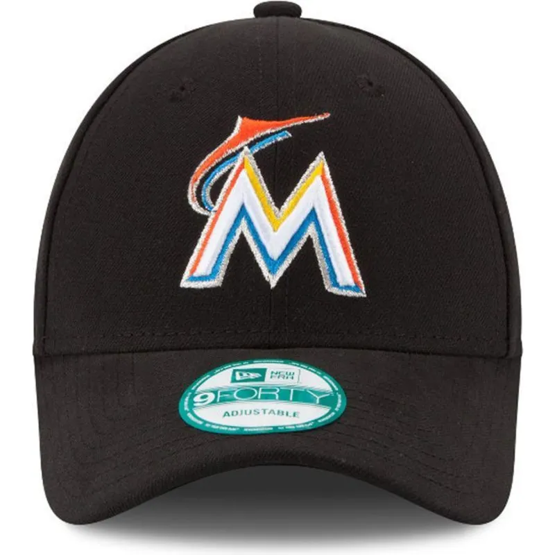 mutzen-gebogen-schwarz-verstellbares-band-9forty-the-league-der-miami-marlins-mlb-von-new-era
