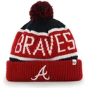 47-brand-atlanta-braves-mlb-cuff-knit-calgary-red-and-navy-blue-beanie-with-pompom