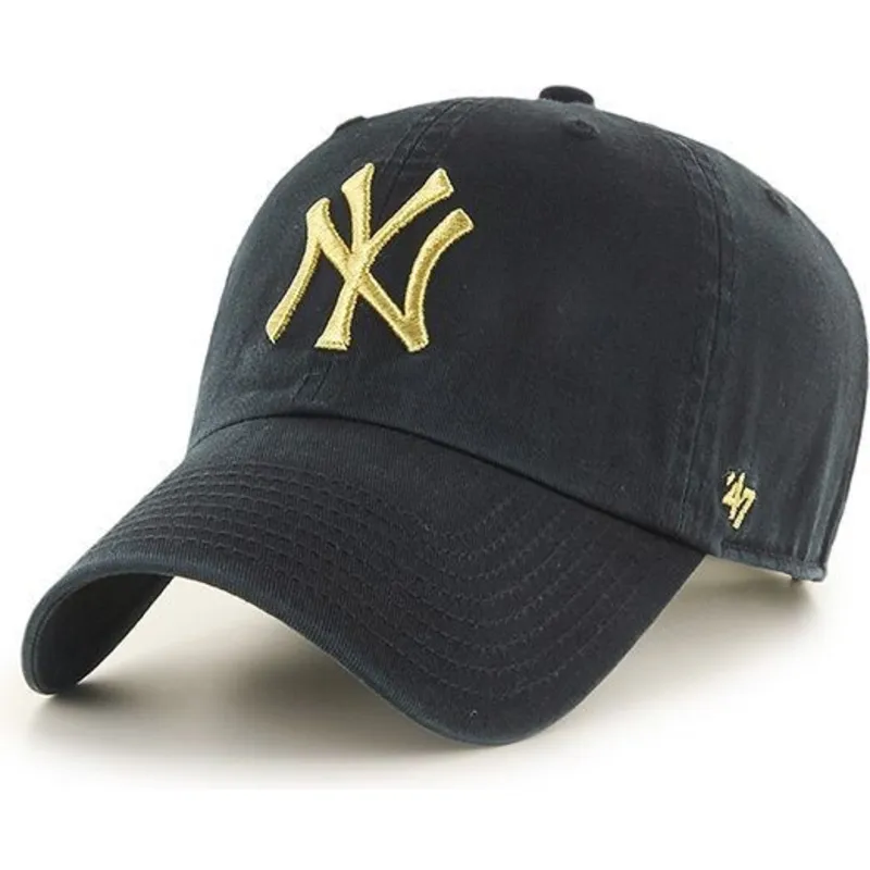 mutzen-gebogen-schwarz-verstellbares-band-oro-der-new-york-yankees-mlb-von-47-brand
