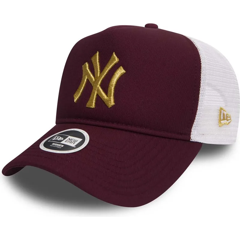 mutzen-gebogen-rot-snapback-granate-oro-9forty-essential-der-new-york-yankees-mlb-von-new-era