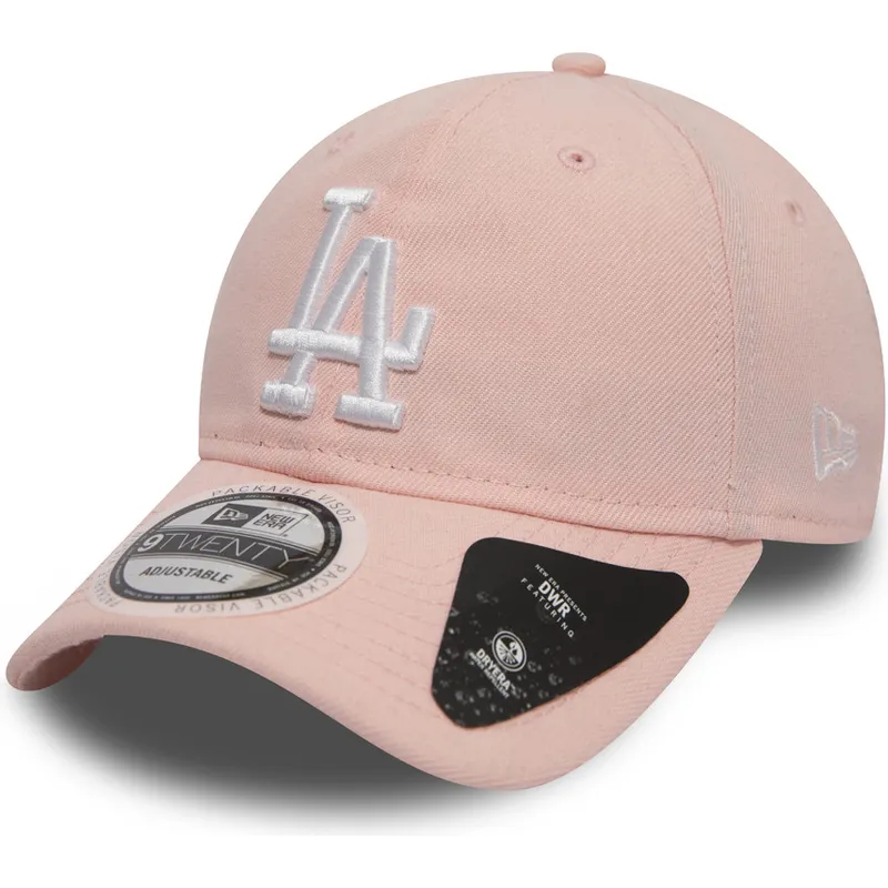 mutzen-gebogen-rosa-verstellbares-band-9twenty-dryera-packable-der-los-angeles-dodgers-mlb-von-new-era