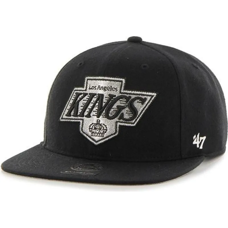 mutzen-flach-schwarz-snapback-captain-no-shot-der-los-angeles-kings-nhl-von-47-brand