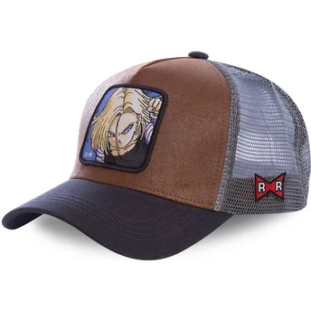 casquette-trucker-marron-et-grise-android-c-18-c18a-dragon-ball-capslab