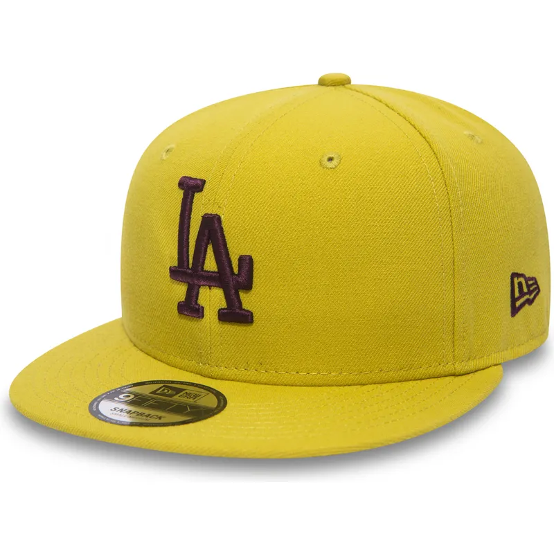 mutzen-flach-gelb-snapback-granate-9fifty-essential-league-der-los-angeles-dodgers-mlb-von-new-era