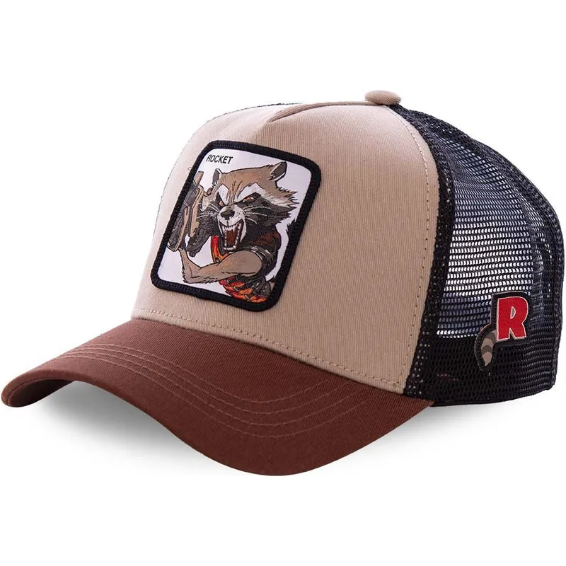 mutzen-gebogen-braun-snapback-rocket-raccoon-marvel-comics-von-capslab mutzen-gebogen-braun-snapback-rocket-raccoon-marvel-comics-von-capslab