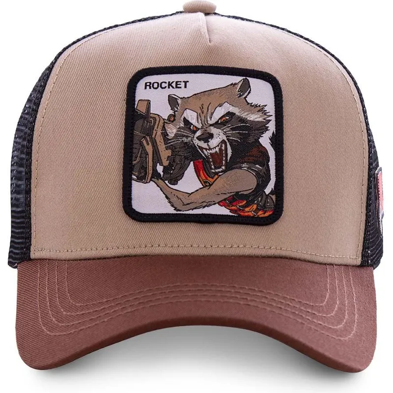 mutzen-gebogen-braun-snapback-rocket-raccoon-marvel-comics-von-capslab mutzen-gebogen-braun-snapback-rocket-raccoon-marvel-comics-von-capslab