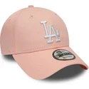 mutzen-gebogen-rosa-verstellbares-band-9forty-league-essential-der-los-angeles-dodgers-mlb-von-new-era