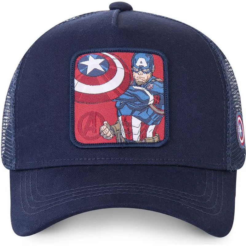 mutzen-gebogen-marineblau-snapback-captain-america-marvel-comics-von-capslab mutzen-gebogen-marineblau-snapback-captain-america-marvel-comics-von-capslab