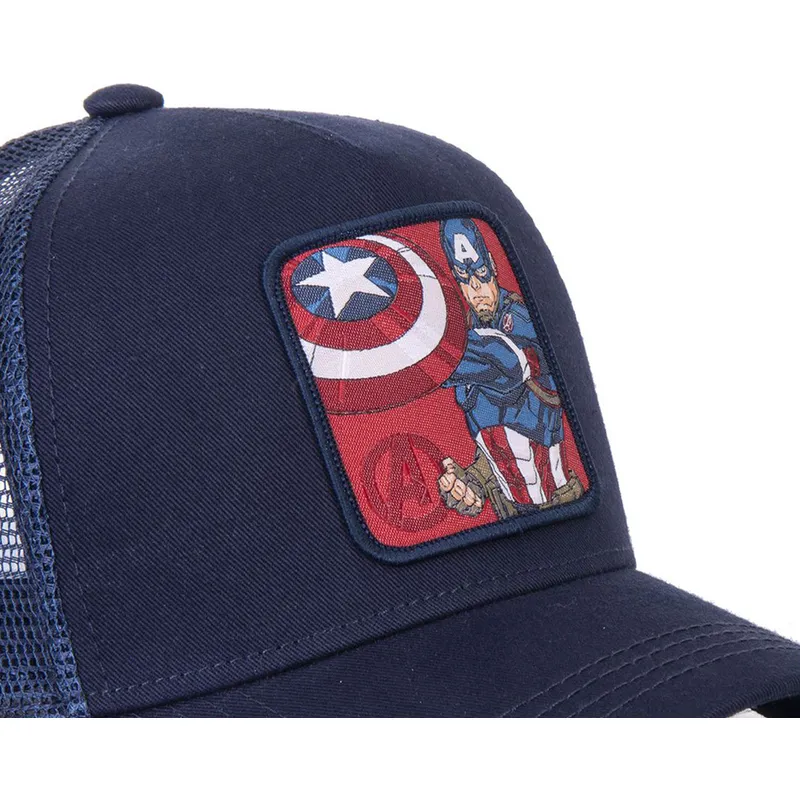 mutzen-gebogen-marineblau-snapback-captain-america-marvel-comics-von-capslab mutzen-gebogen-marineblau-snapback-captain-america-marvel-comics-von-capslab