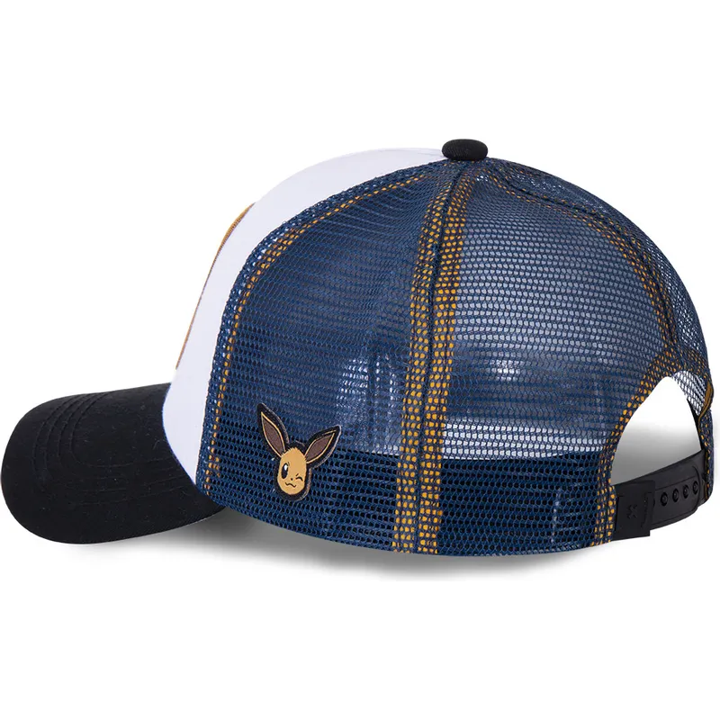 weisse-blaue-und-schwarze-trucker-kappe-eevee-evo3-pokemon-von-capslab weisse-blaue-und-schwarze-trucker-kappe-eevee-evo3-pokemon-von-capslab