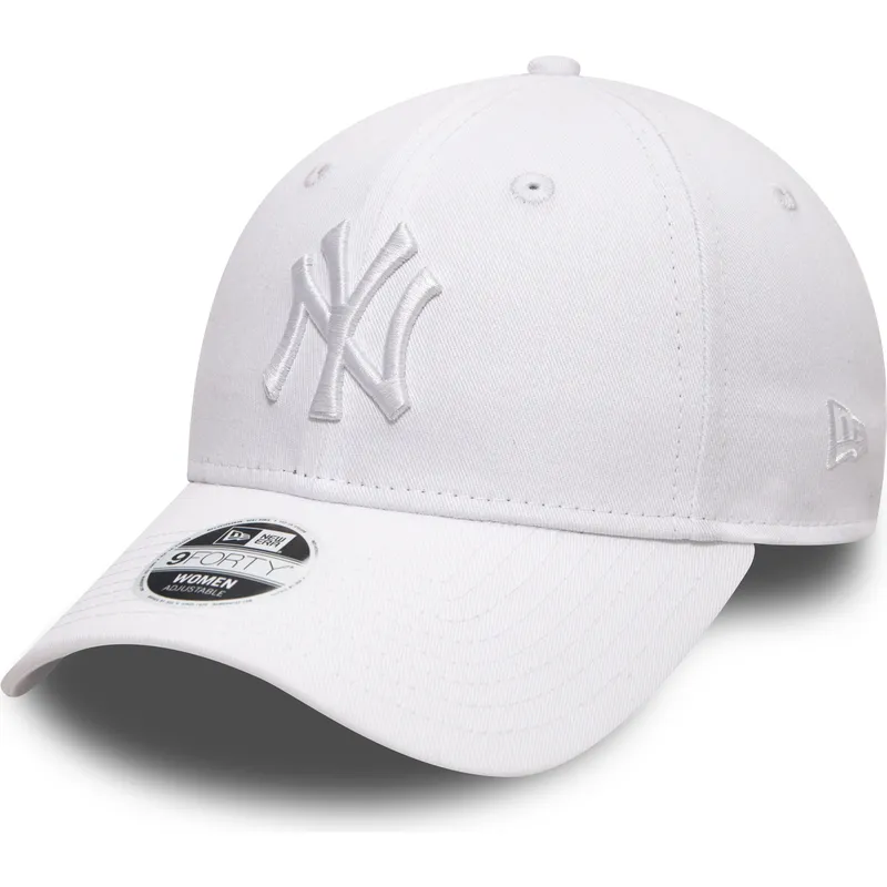 weisse-verstellbare-curved-cap-mit-weissem-logo-9forty-league-essential-der-new-york-yankees-mlb-von-new-era weisse-verstellbare-curved-cap-mit-weissem-logo-9forty-league-essential-der-new-york-yankees-mlb-von-new-era