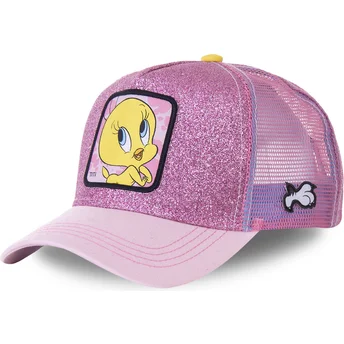 casquette-trucker-rose-a-paillettes-titi-twe4-looney-tunes-capslab