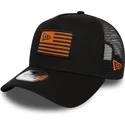 casquette-trucker-noire-et-orange-a-frame-flag-new-era