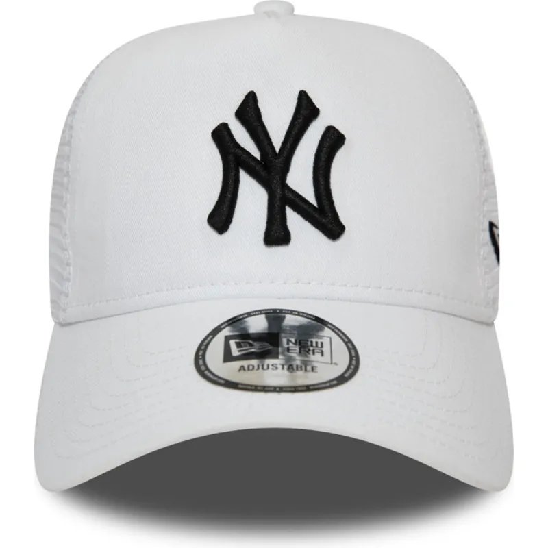 weisse-trucker-cap-mit-schwarzem-logo-essential-a-frame-der-new-york-yankees-mlb-von-new-era weisse-trucker-cap-mit-schwarzem-logo-essential-a-frame-der-new-york-yankees-mlb-von-new-era