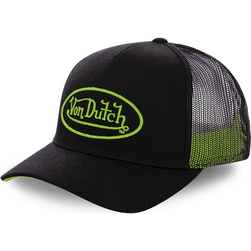 Von Dutch Green Logo Neo Gre Black Trucker Hat Caphunters Lu