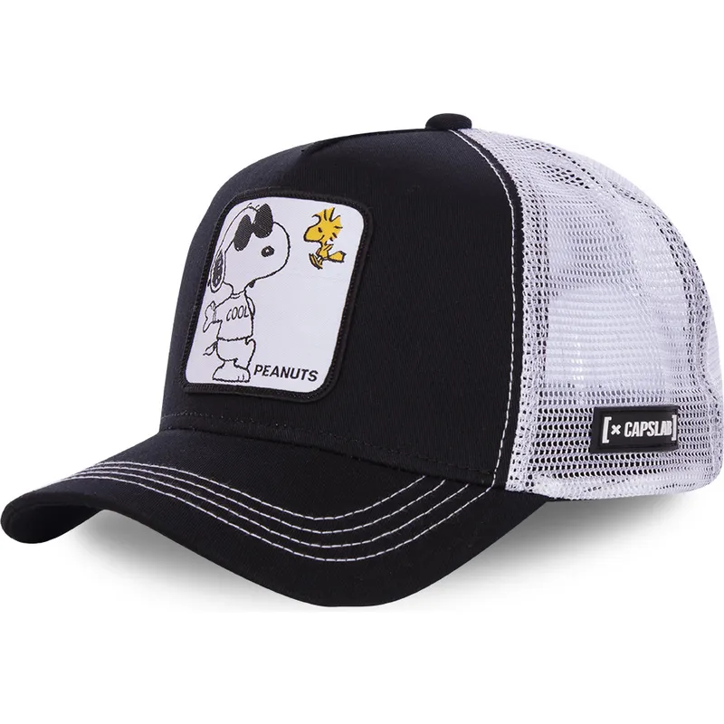 schwarze-und-weisse-trucker-kappe-snoopy-joe-cool-naw1-peanuts-von-capslab