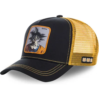 schwarze-und-orangefarbene-trucker-kappe-fur-kinder-son-goku-kidgokb-dragon-ball-von-capslab