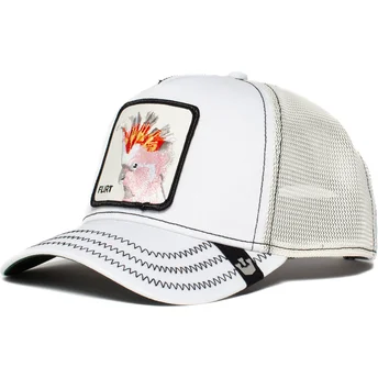 casquette-trucker-blanche-et-grise-oiseau-cacatoes-big-flirt-goorin-bros