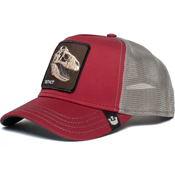 trucker-cap-rot-und-grau-dinosaurier-t-rex-extinct-von-goorin-bros