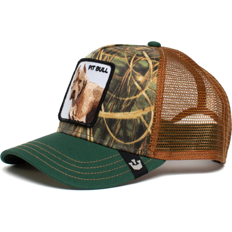 casquette-trucker-verte-et-marron-chien-pitbull-the-farm-goorin-bros