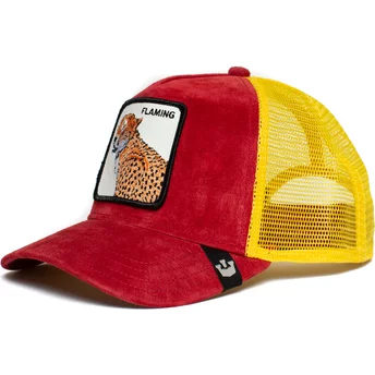casquette-trucker-rouge-et-jaune-leopard-flaming-hot-cheetah-the-farm-goorin-bros