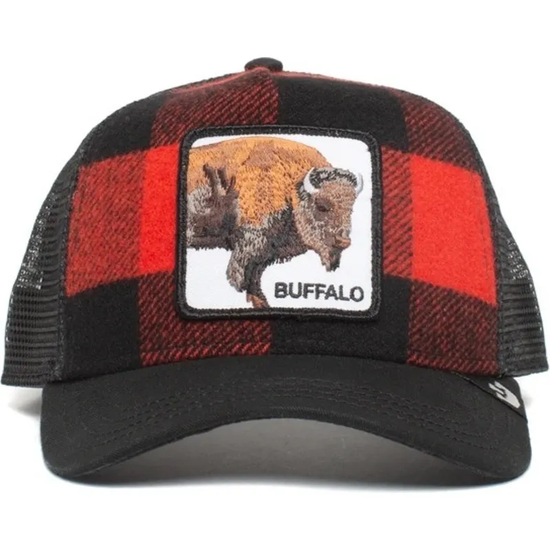 goorin-bros-buffalo-buffel-trucker-cap-rot-und-schwarz goorin-bros-buffalo-buffel-trucker-cap-rot-und-schwarz