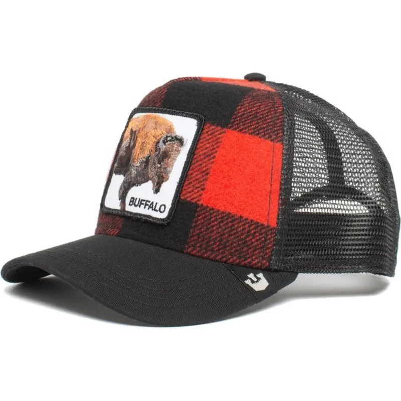 goorin-bros-buffalo-buffel-trucker-cap-rot-und-schwarz goorin-bros-buffalo-buffel-trucker-cap-rot-und-schwarz