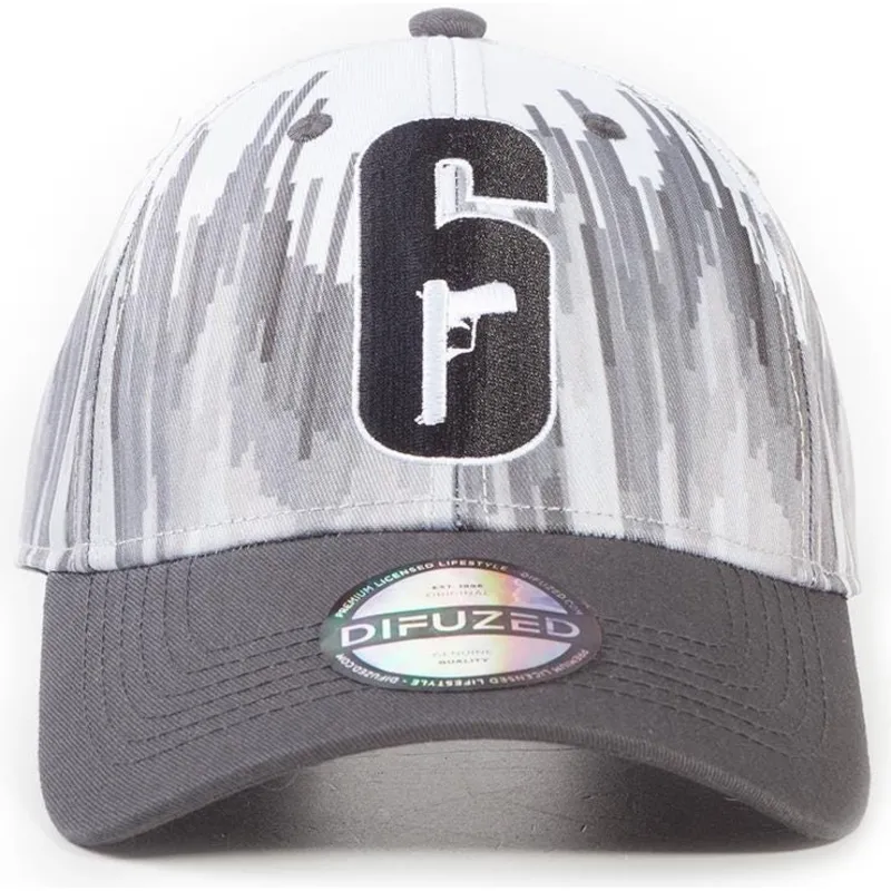 weisse-und-schwarze-verstellbare-curved-cap-classic-tom-clancy-s-rainbow-six-siege-von-difuzed