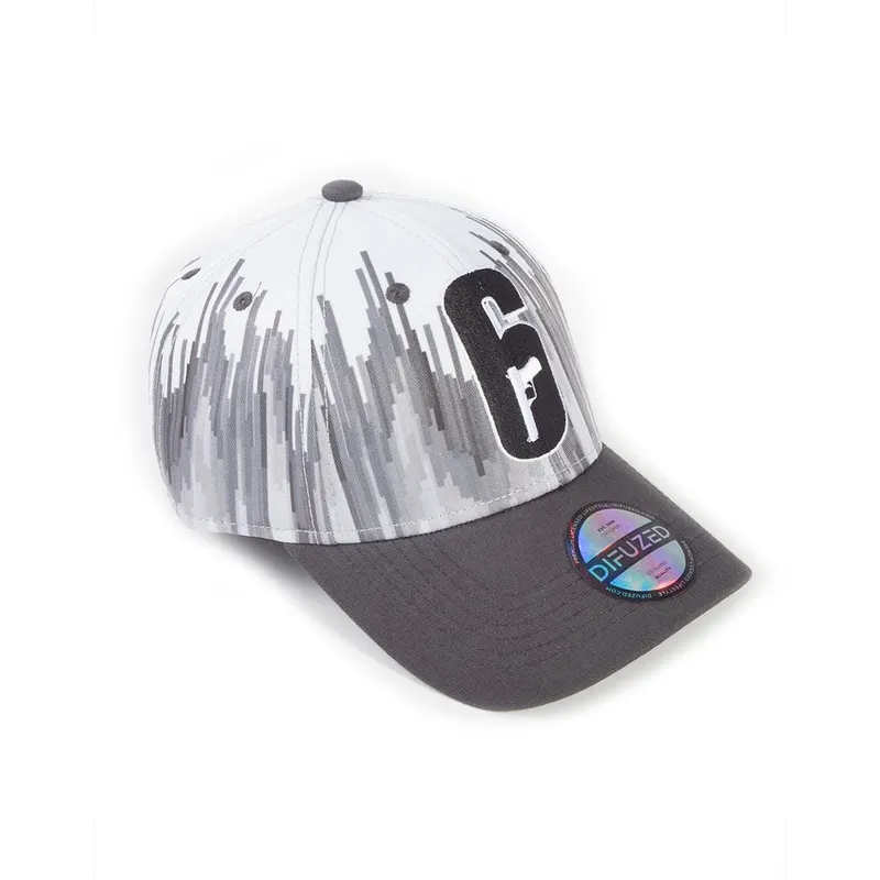 weisse-und-schwarze-verstellbare-curved-cap-classic-tom-clancy-s-rainbow-six-siege-von-difuzed