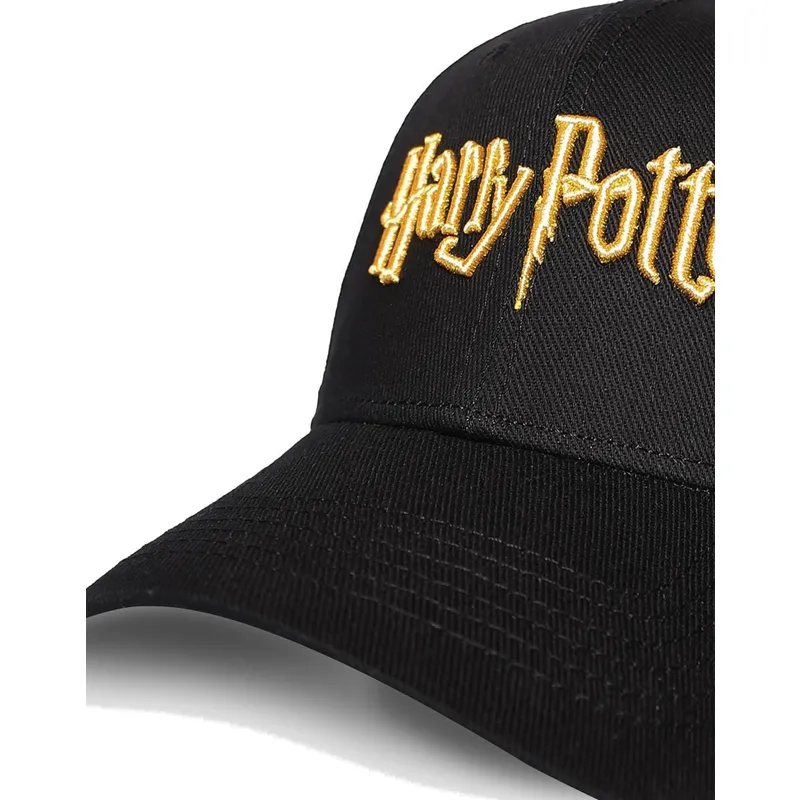schwarze-gebogene-snapback-kappe-gold-logo-harry-potter-von-difuzed schwarze-gebogene-snapback-kappe-gold-logo-harry-potter-von-difuzed